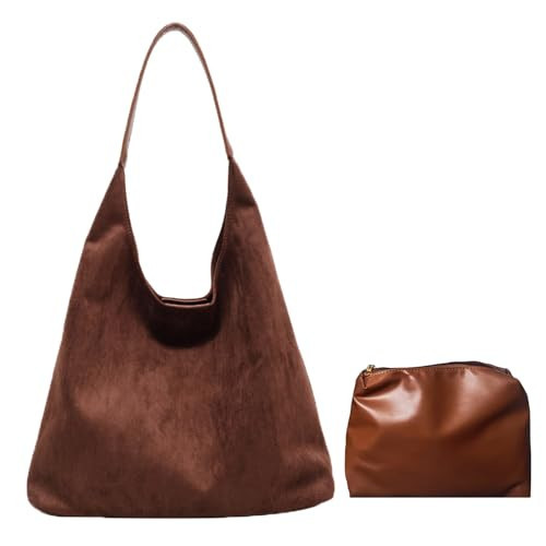 Suede Bags for Women, Suede Handbag, Suede Hobo Bag 2 Pack Coffee | Amazon (US)