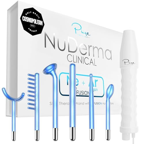 NuDerma Clinical Skin Therapy Wand - Portable Skin Therapy Machine w 6 Fusion Neon + Argon Wands – Anti Aging - Clarifying - Skin Tightening & Radiance - Wrinkle Reducing | Amazon (US)