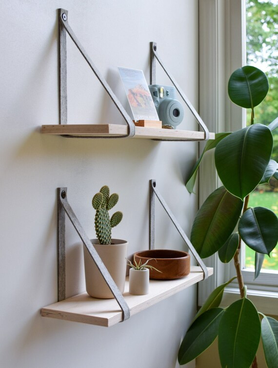 Floating Wood Shelf | Floating Shelf Straps | Wall Shelf | Etsy (US)