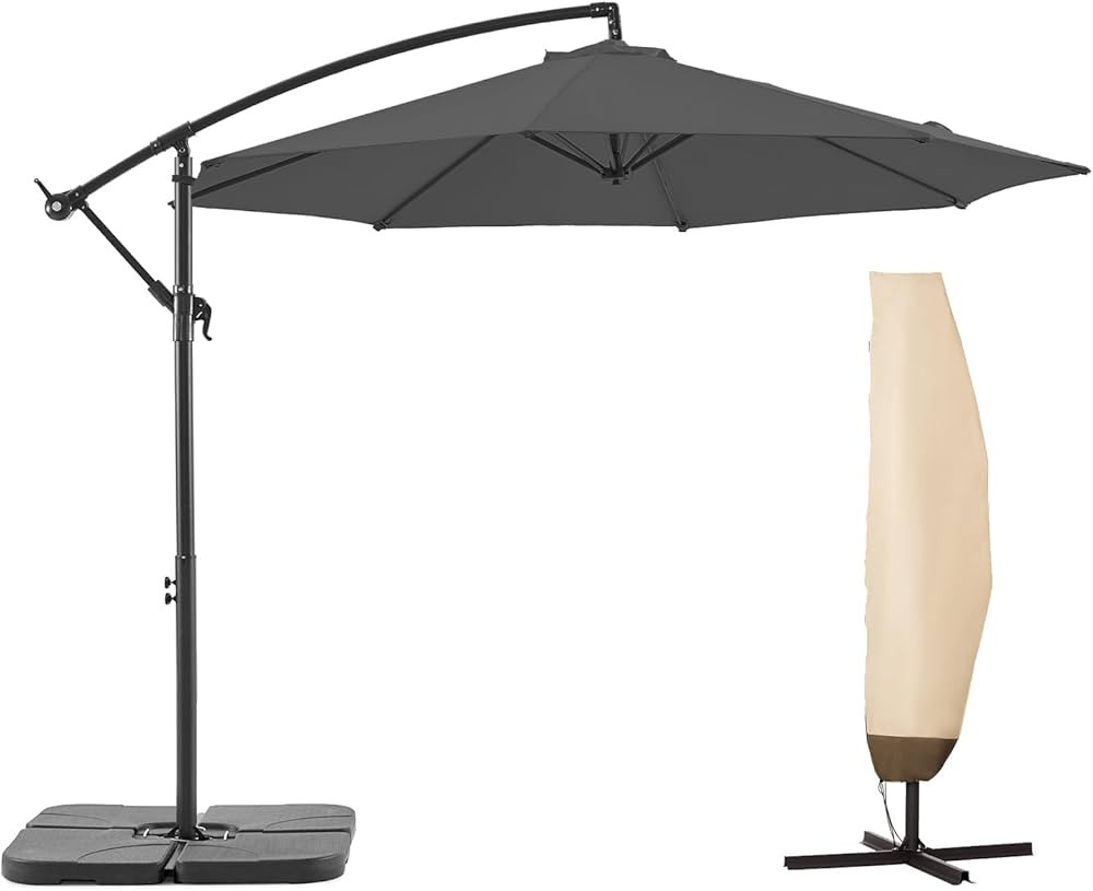 BLUU BANYAN 10 FT Patio Offset Umbrella Cantilever Hanging Umbrellas, 24 Month Fade Resistance & ... | Amazon (US)