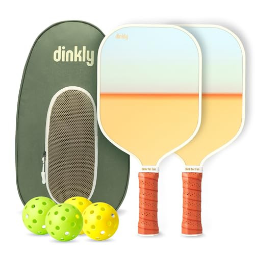 Dinkly Pickleball Paddles Set of 2 - USAPA Approved Graphite/Fiberglass Pickleball Racket, 2 Pickleball Rackets, 4 Balls and 1 Portable Carry Bag, Pickle Ball Set for Men Women, Yellow Sunset | Amazon (US)