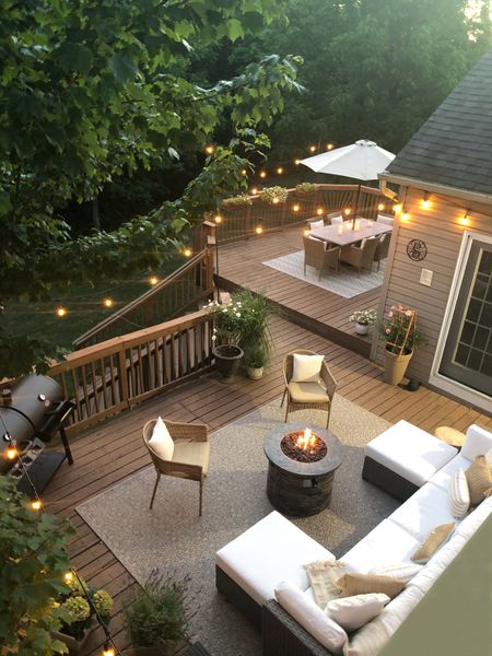 Outdoor Furniture, deck furniture, patio furniture, sectional couch, outdoor seating, outdoor sectional, gas fire pit, stone, outdoor string lights, outdoor living, outdoor decor, outdoor rug, grill

#LTKfamily #LTKSeasonal #LTKhome