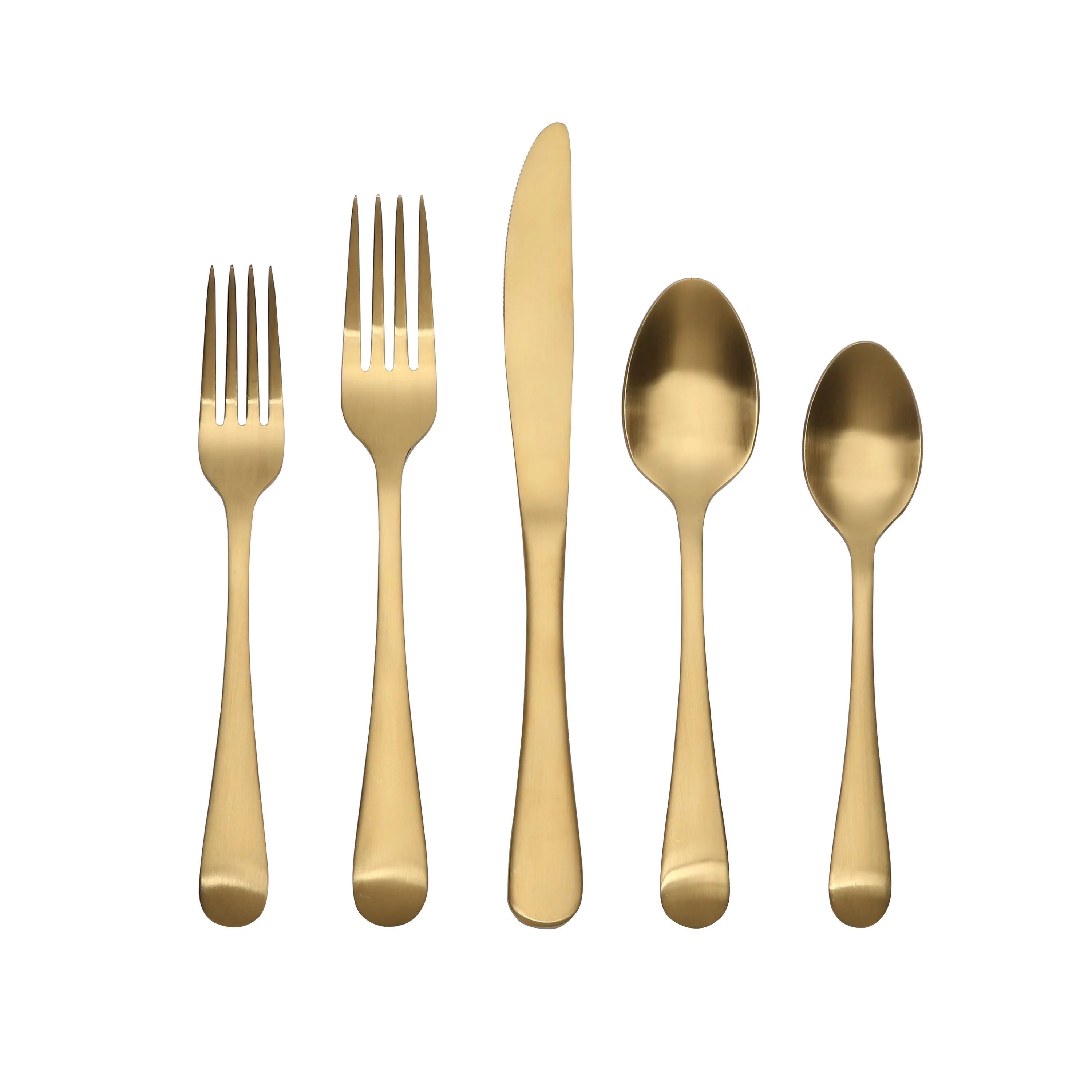 Better Homes & Gardens 20 Pieces Arlo Gold Flatware Set with Matte Finish, Service for 4 | Walmart (US)