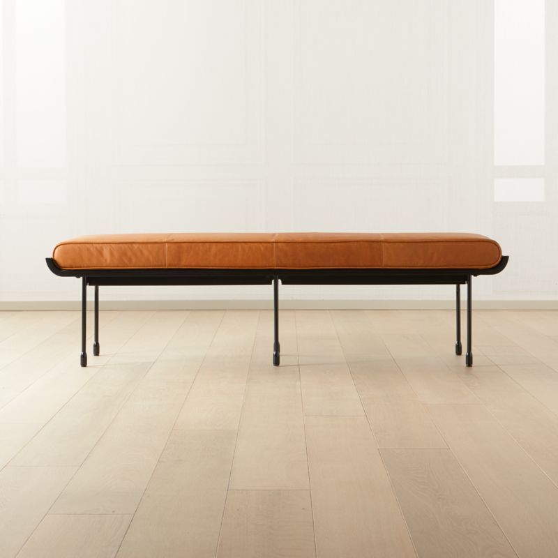 Juneau Modern Leather and Metal Bench + Reviews | CB2 | CB2