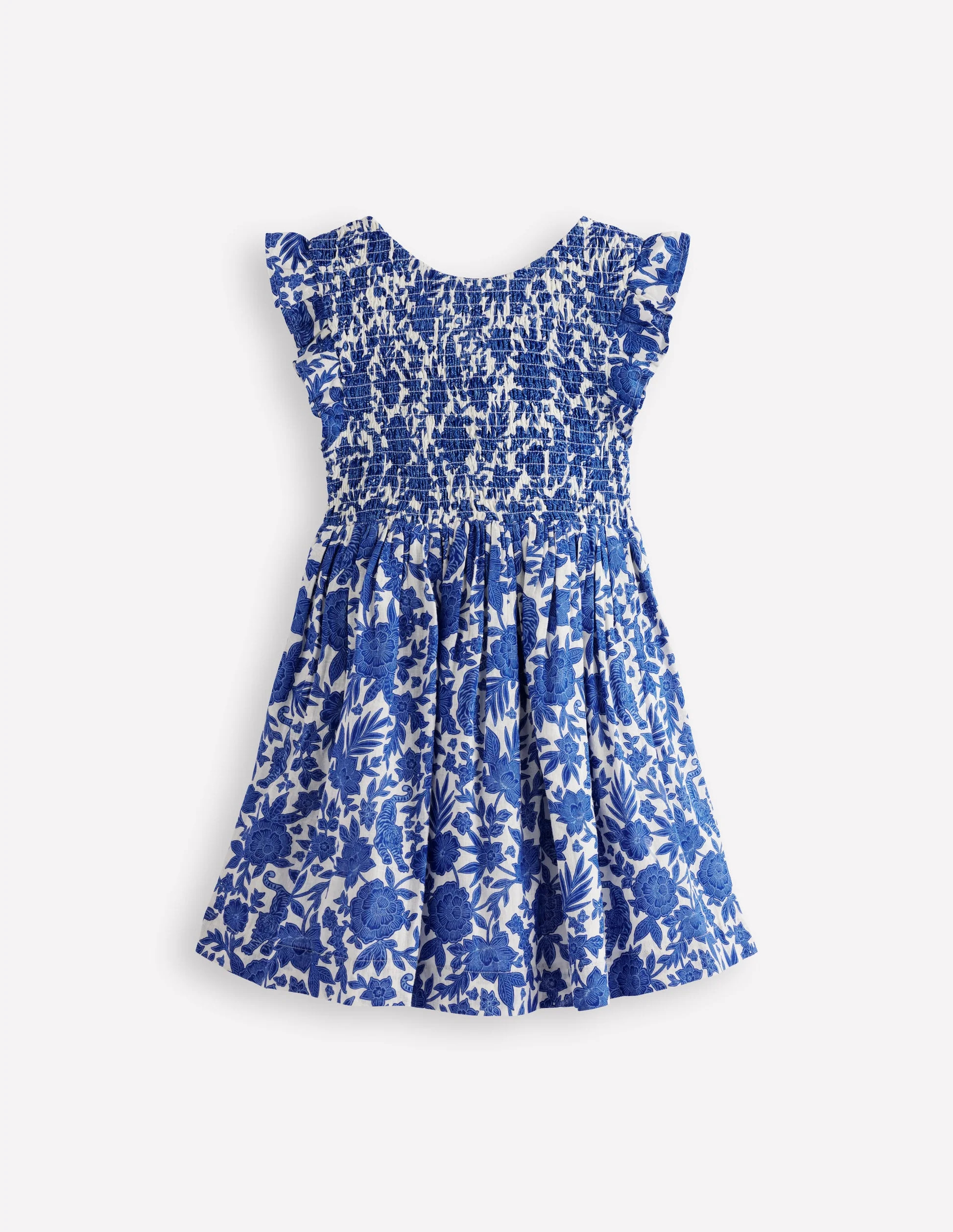 Bow Back Shirred Dress-Honeycomb Yellow Flower Stem | Boden (US)