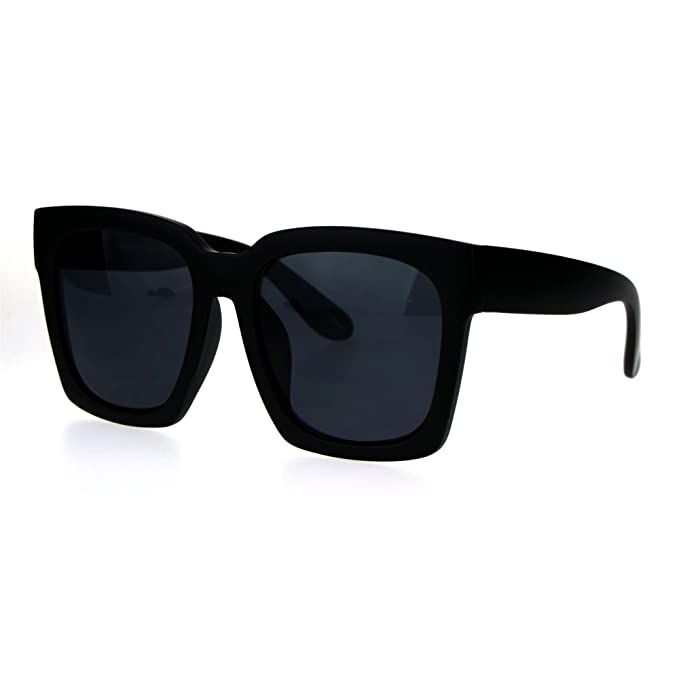 Womens Boyfriend Style Oversize Horned Rim Thick Plastic Sunglasses | Amazon (US)