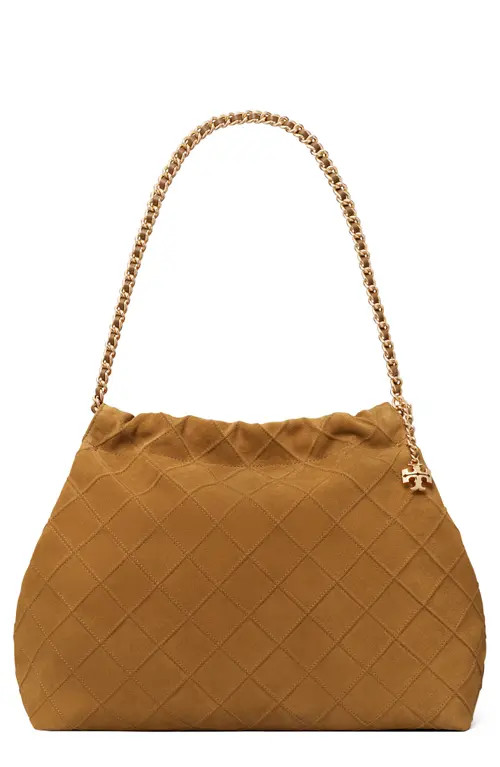 Tory Burch Fleming Soft Quilted Suede Hobo Bag in Chicory Brown at Nordstrom | Nordstrom
