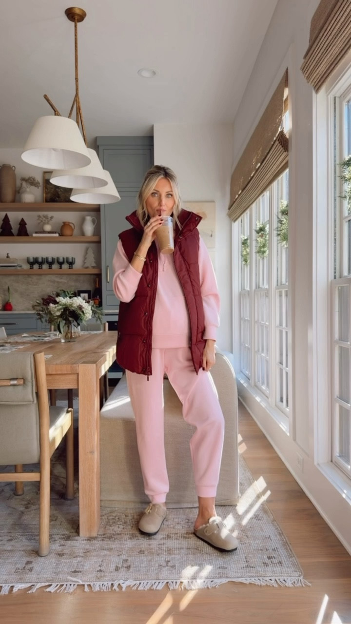 I added the burgundy vest back with this pink lounge set! Love the pink & burgundy together! This vest & set are on major sale! Wearing S in puffer vest & M in lounge set!

Loverly Grey, Target, athleisure, puffer vest, Black Friday sale, loungewear, lounge set 

#LTKCyberWeek #LTKSaleAlert