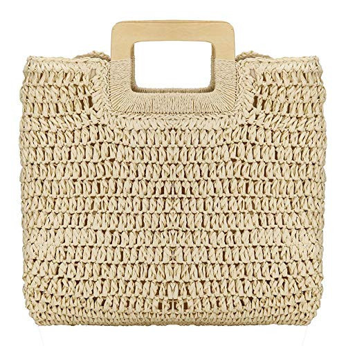 YYW Straw Tote Bag Women Hand Woven Large Casual Handbags Hobo Straw Beach Bag with Lining Pockets for Daily Use Beach Travel (Beige) | Amazon (US)