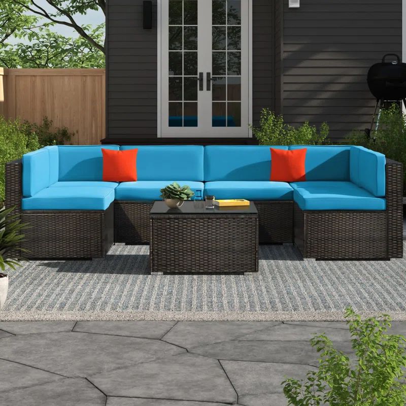 Jamison Wicker/Rattan 6 - Person Seating Group with Cushions | Wayfair North America