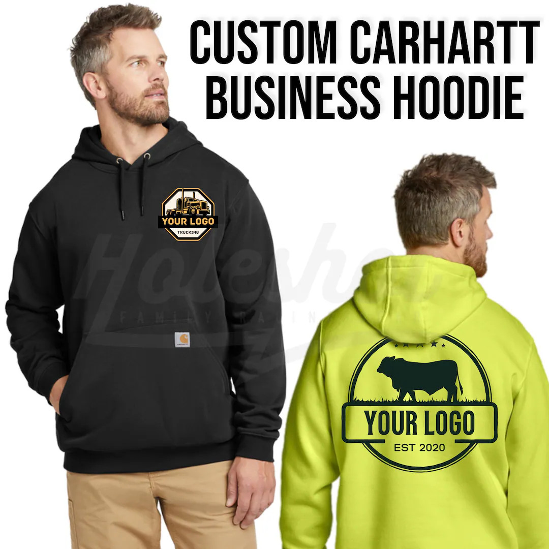 Carhartt Custom Hooded Sweatshirt, small business logo hoodie, Personalized Warm Hoodie for Men &... | Etsy (US)
