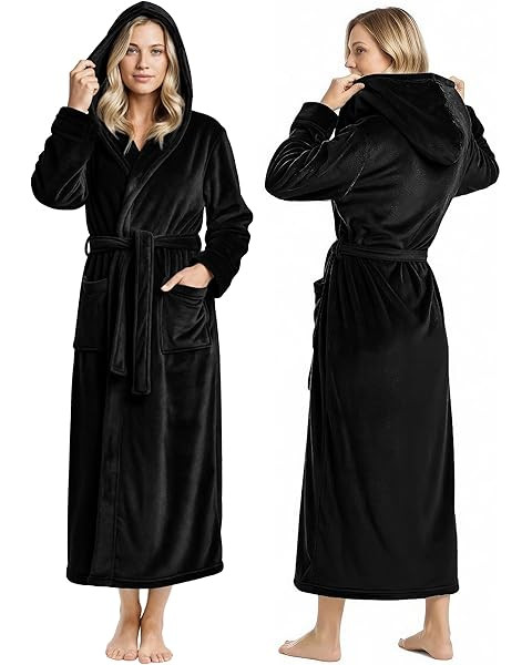 HEARTNICE Womens Hooded Fleece Robe, Soft Bathrobe for Womens, Cute Long House Coat | Amazon (US)