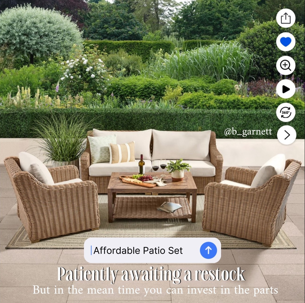 Patiently waiting in a restock of this set but we may buy it in parts as patio & pool season is well under way in FL

Patio furniture | affordable outdoor furniture | affordable patio furniture | pool chairs | pool loungers 

#LTKmorningroutine #LTKdayinmylife #LTKHome