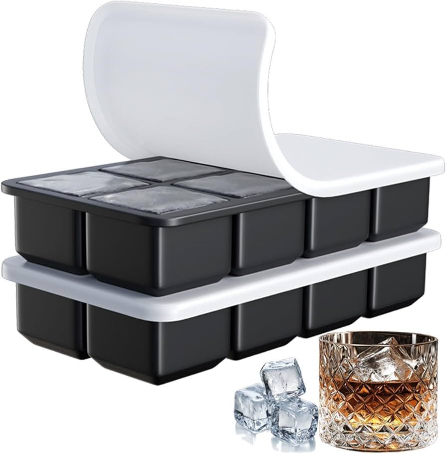 2 Pack Silicone 2 Inch Large Ice Cube Molds for Cocktails Wine Fruit and Bourbon Whiskey Easy Rel... | Amazon (US)
