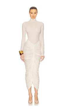Helsa The Super Sheer Ruched Dress in Sheer Ivory from Revolve.com | Revolve Clothing (Global)