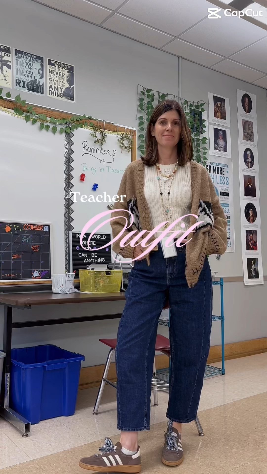 Teacher #ootd #horsesweater #oldnavy #targetfinds #teacherlook #equestrian #falltrends #brown #cardigan 

#LTKStyleTip #LTKFindsUnder50 #LTKSeasonal