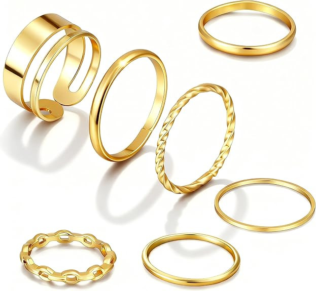 FAXHION Gold Knuckle Rings Set for Women Snake Chain Stacking Ring Vintage BOHO Midi Rings SIze M... | Amazon (US)