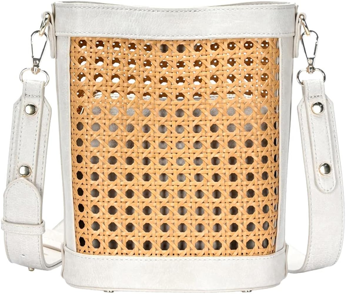 Trendeology Emilia Womens Girls Straw Bucket Soulder Bag Crossbody Purse Handbag | Amazon (US)