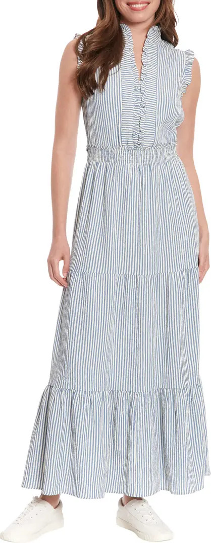 London Times Stripe Ruffle Sleeveless Tiered Maxi Dress | Nordstromrack | Nordstrom Rack