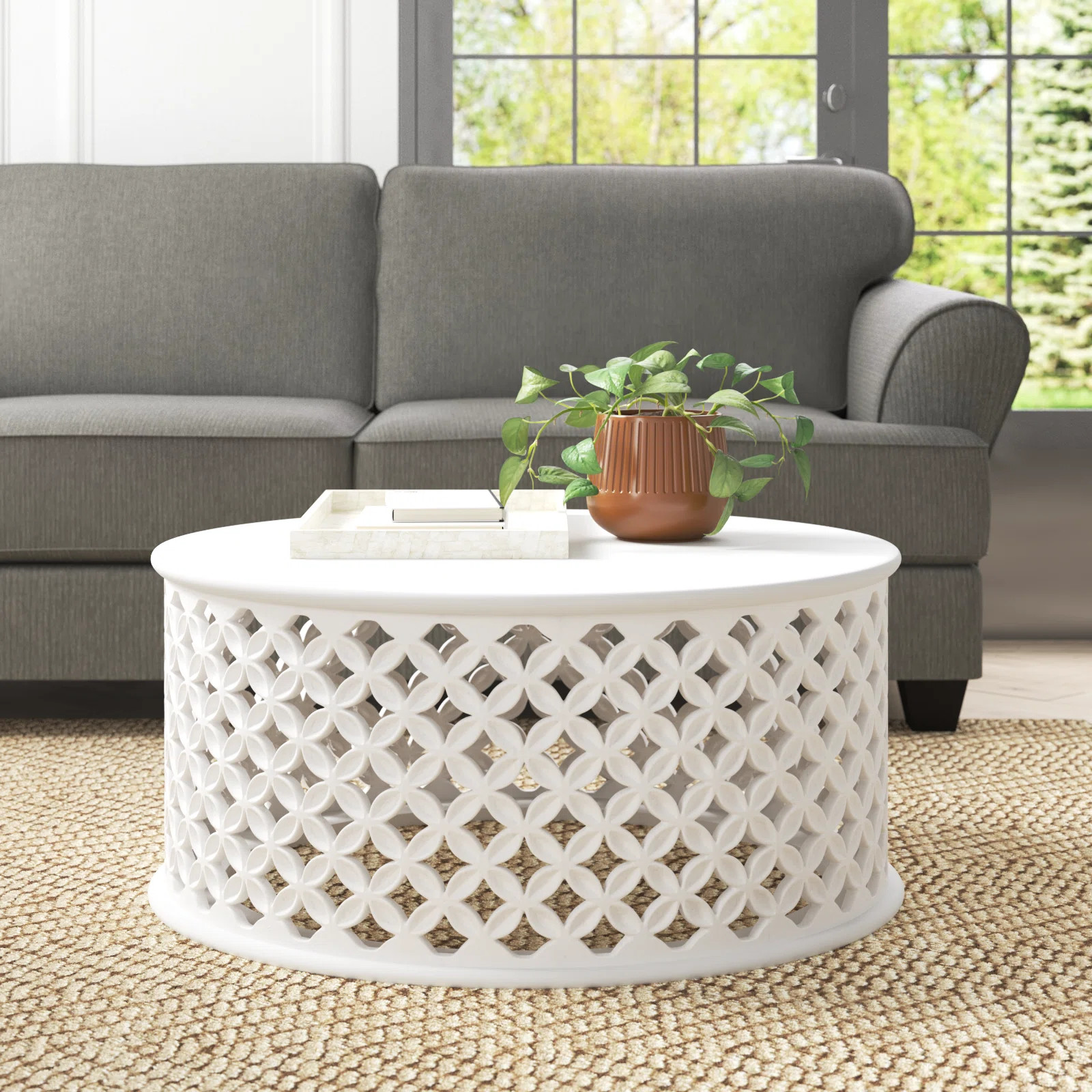 Alfi Solid Wood Drum Coffee Table | Wayfair North America
