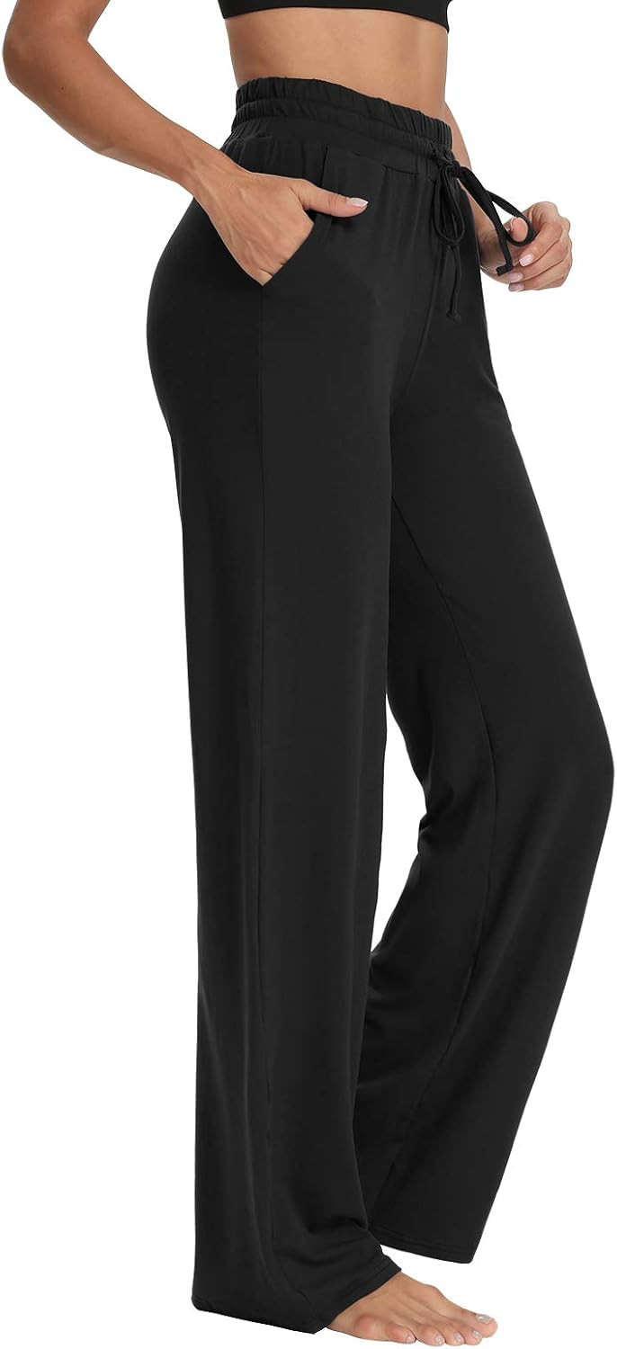 Sarin Mathews Womens Yoga Sweatpants Wide Leg High Waisted Lounge Pajamas Pants Comfy Workout Loose Pants with Pockets | Amazon (US)