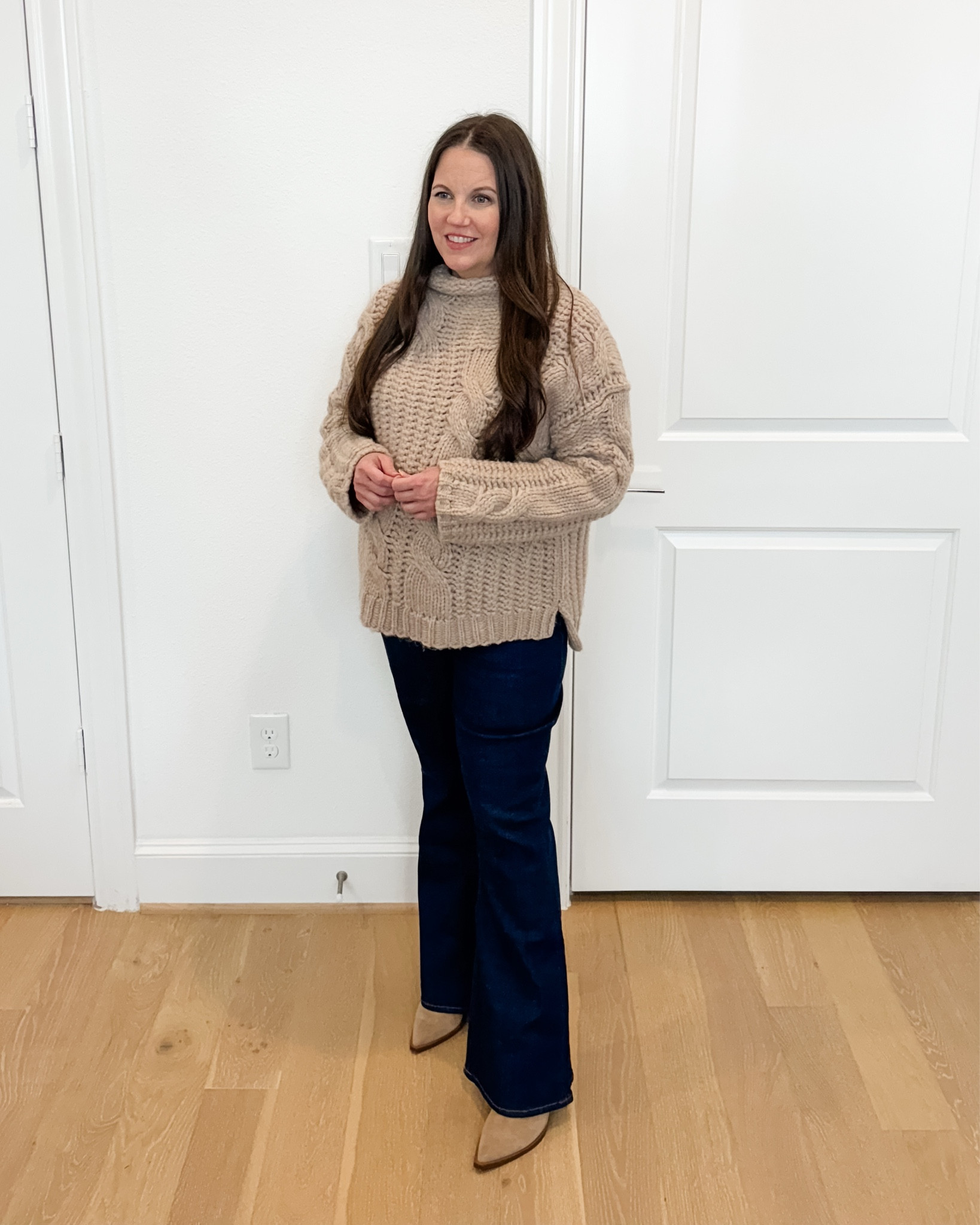 Bump-Friendly Dressy Casual

This pregnancy outfit is the perfect mix of comfort and style. The mock-neck cable wool blend sweater keeps things cozy, and the dark blue bootcut flared jeans are incredibly flattering—truly the best maternity jeans I’ve tried.
Paired with tan boots or light brown booties, it’s an easy dressy casual outfit that works for errands, casual office days, or lunch plans. A must-have look for anyone building a winter wardrobe of stylish winter outfits women will love.


#LTKWorkwear #LTKBump #LTKSeasonal