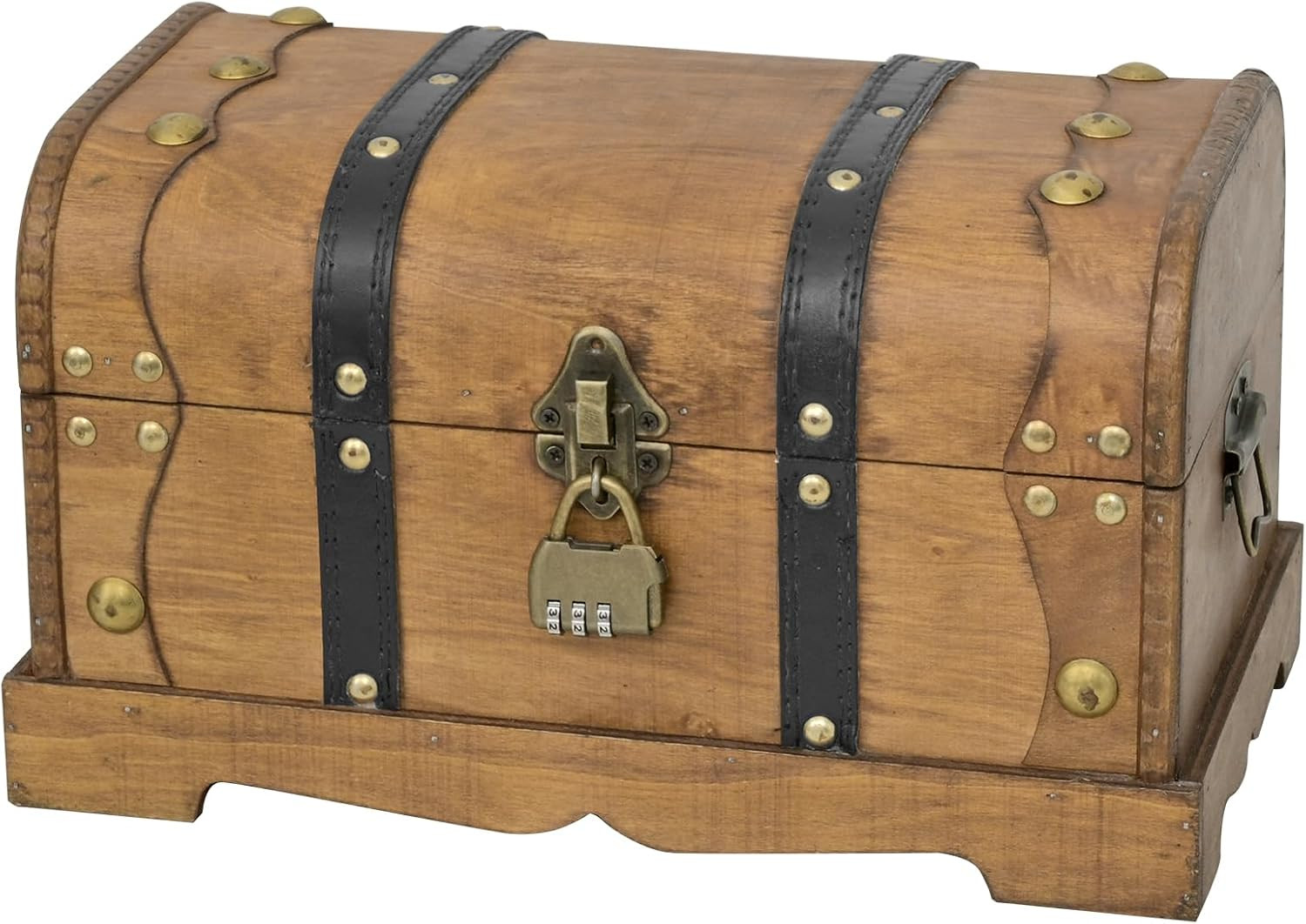 Vintage Wooden Treasure Chest Decorative Box with Lock - 12", Brown | Amazon (US)