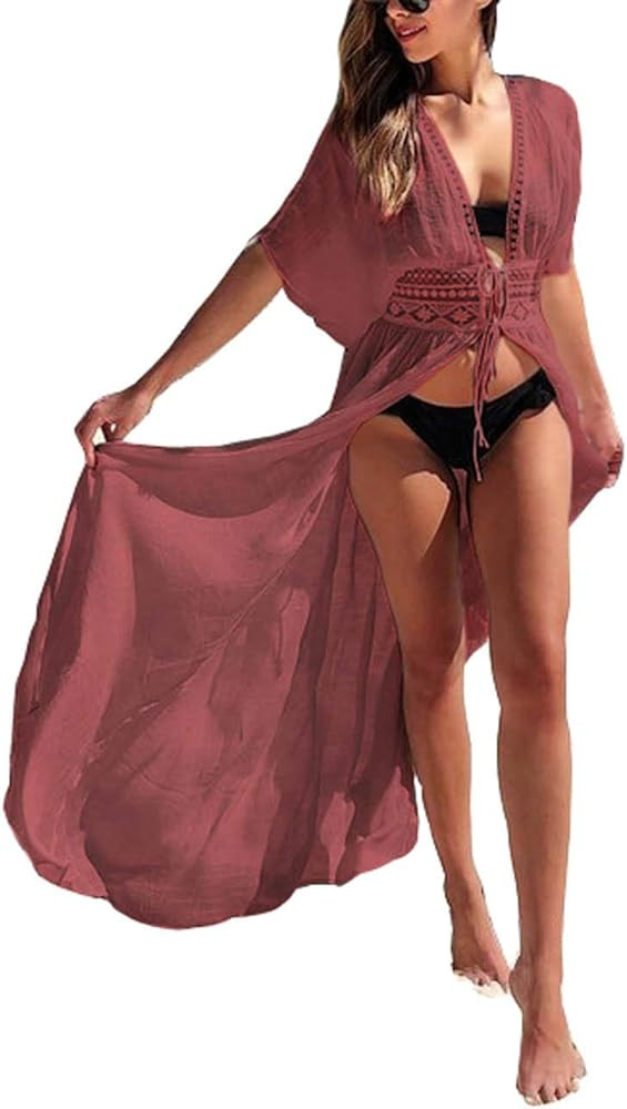 Dusters Women Cover up Cardigan Long Elegant Beach Wears for Resort Cruise Poolside (7038-1) | Amazon (US)