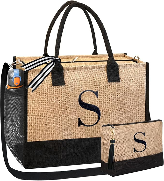 BeeGreen Personalized Birthday Gifts for Women Canvas/Jute Tote Bag w Zipper & Adjustable Strap &... | Amazon (US)