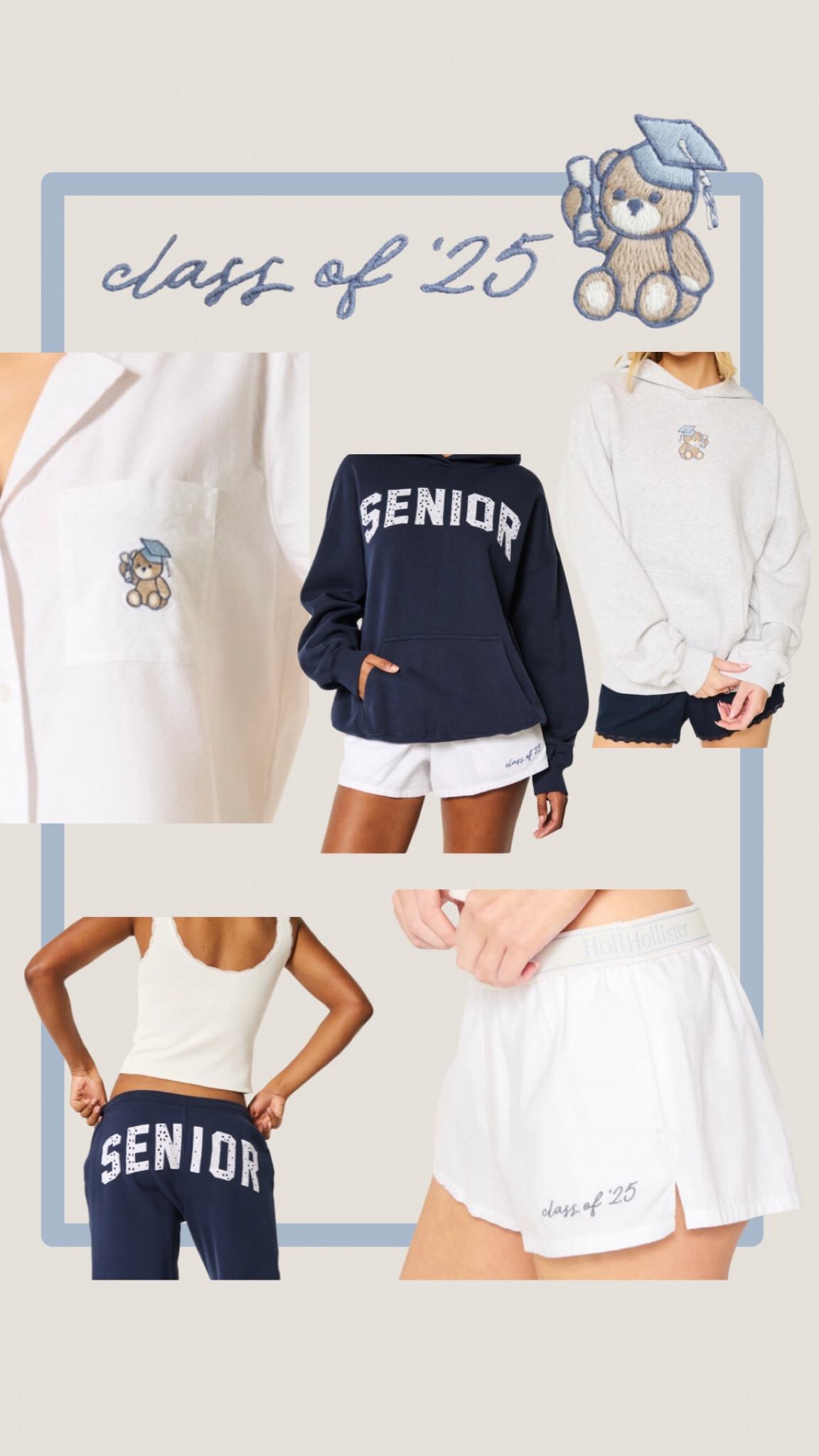 Class of 2025 Hollister has class of 2025 pajama sets and sweatshirts.  

#LTKbeauty #LTKSeasonal