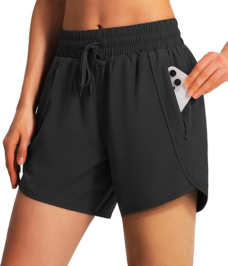 Ksmien Women's 5"/ 7" Athletic Running Shorts Quick Dry Lightweight Workout Gym Shorts with Zippe... | Amazon (US)