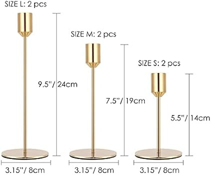PNAVMG Gold Candle Holders Candlestick Holder for Taper Candles, Set of 6 Pcs Decorations Candle ... | Amazon (US)