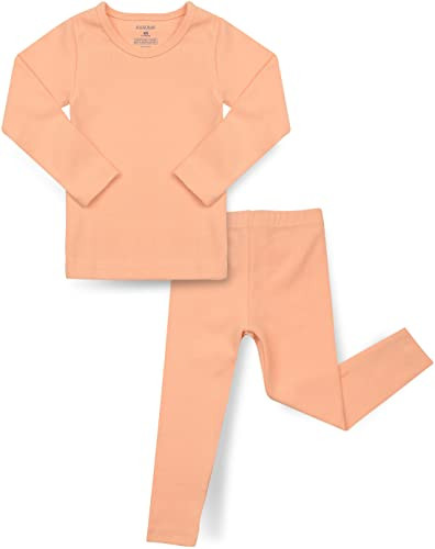 AVAUMA Baby Boys Girls Pajama Set Kids Toddler Snug fit Basic Cotton Sleepwear pjs for Daily (Orange-1 Large) | Amazon (US)