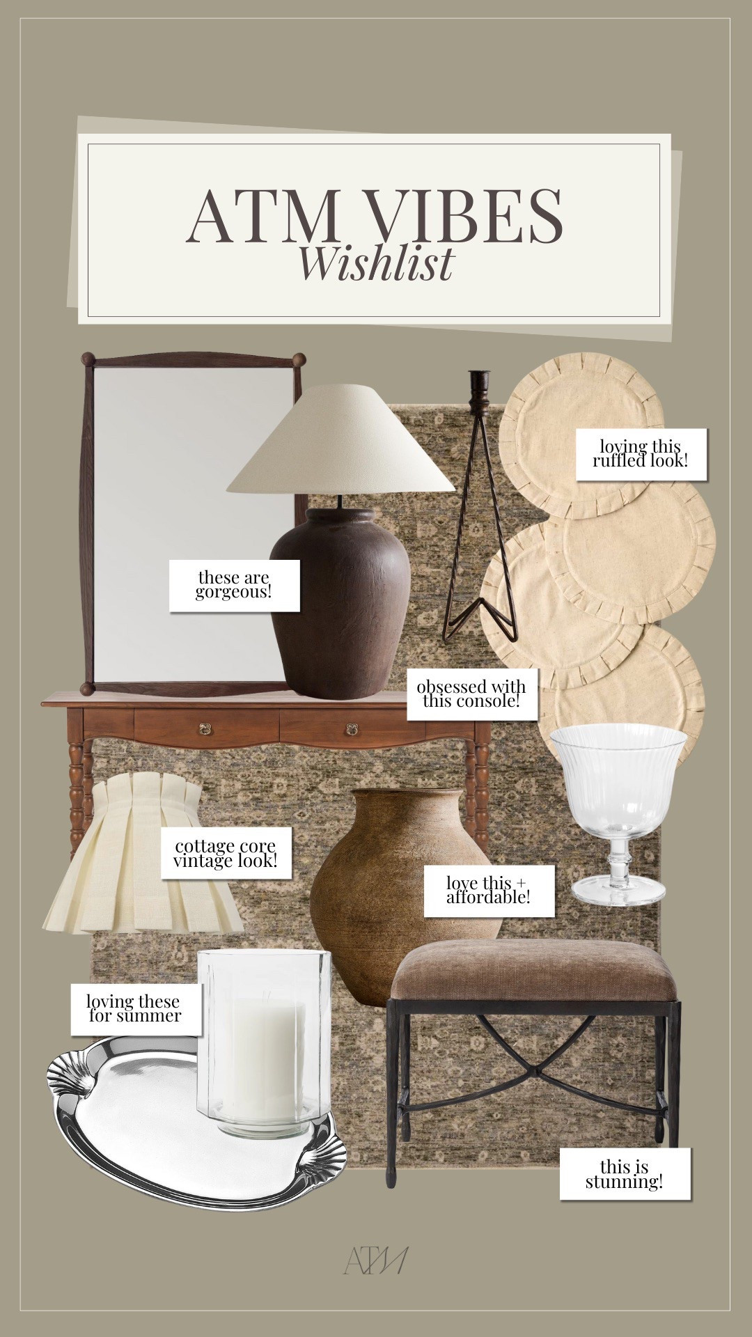 ATM Vibes - Wishlist!

home finds, neutral home finds, magnolia home, lulu & georgia, zara home, rustic modernn

#LTKSeasonal #LTKHome #LTKStyleTip