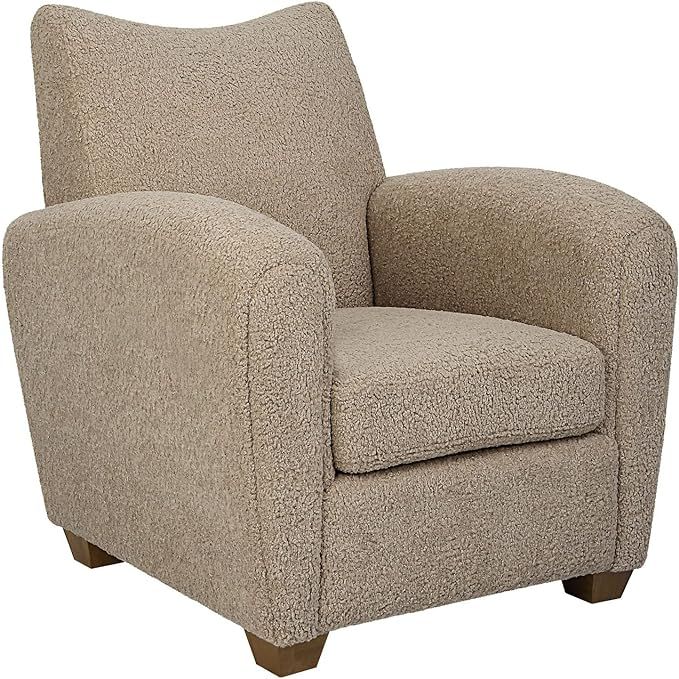 Uttermost Teddy Farmhouse Wood and Fabric Accent Chair in Brown | Amazon (US)
