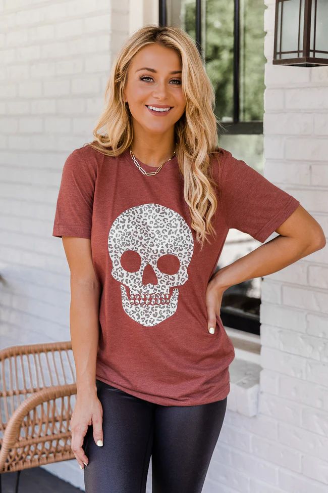 Animal Print Skull Rust Graphic Tee | The Pink Lily Boutique