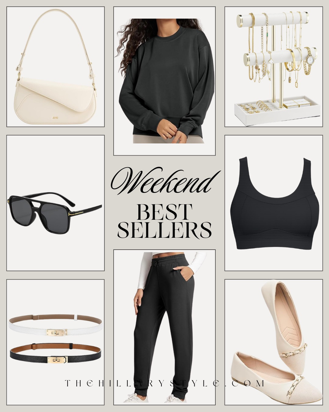 Must Have — WEEKEND BEST SELLERS! These EFFORTLESS EVERYDAY STYLE FINDS have been some of the most loved pieces lately. From the CHIC SHOULDER BAG and CLASSIC SUNGLASSES to the COMFY JOGGER SET, SUPPORTIVE SPORTS BRA, and TIMELESS BALLET FLATS, these are the kinds of staples you reach for again and again. Simple, polished pieces that make everyday outfits look instantly put together.

#Amazon #TheHillaryStyle #AmazonFashion #WeekendBestSellers #AmazonStyle #EverydayStyle #AffordableFashion #ChicOnABudget #NeutralStyle #AmazonFinds 

 #LTKfitnessgoals #LTKmomlife #LTKOver40