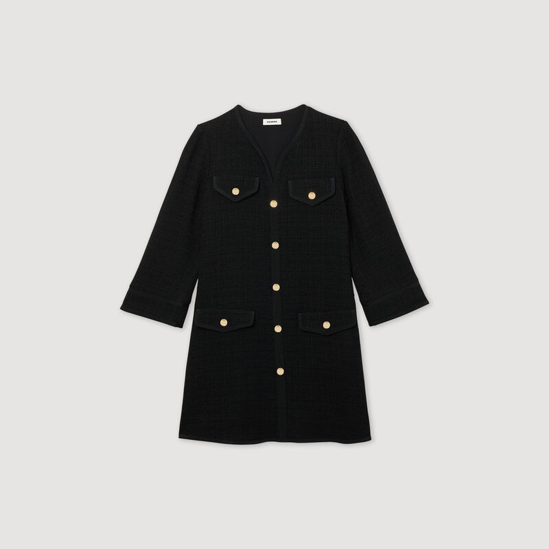 Long-sleeved short tweed dress | Sandro US | Sandro-Paris US