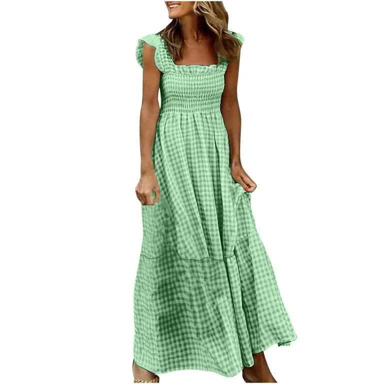 Ashirexll Womens Summer Dresses, Casual Dresses for Women, Fashion Summer Casual Square V-Neck Sl... | Walmart (US)