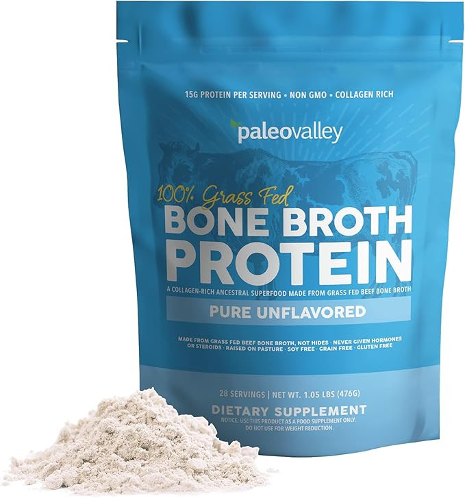 Paleovalley 100% Grass Fed Beef Bone Broth Protein Powder - Rich in Collagen Peptides for Hair, S... | Amazon (US)