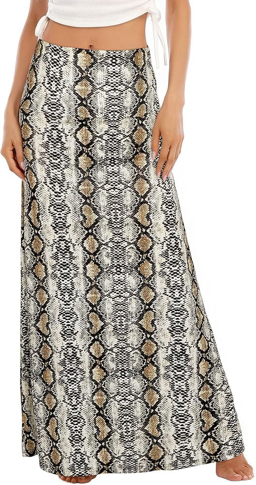 Zando Long Skirts for Women Trendy Dresses High Waisted Maxi Skirt Casual Workout Stretchy Flared... | Amazon (US)