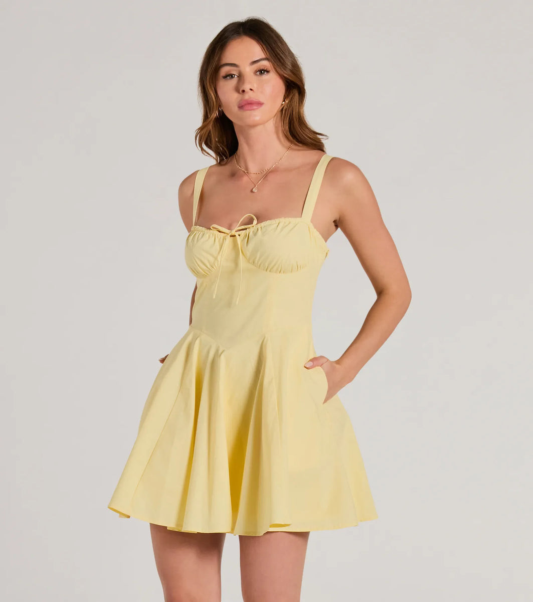 Ray Of Beauty Lace-Up Corset Skater Dress | Windsor Stores