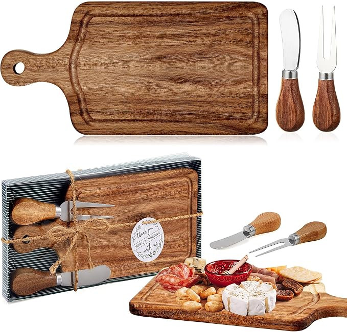 1 Set Bridal Baby Shower Cheese Prizes Wooden Square Board Gift Set Knives Forks Thank You Tags w... | Amazon (US)