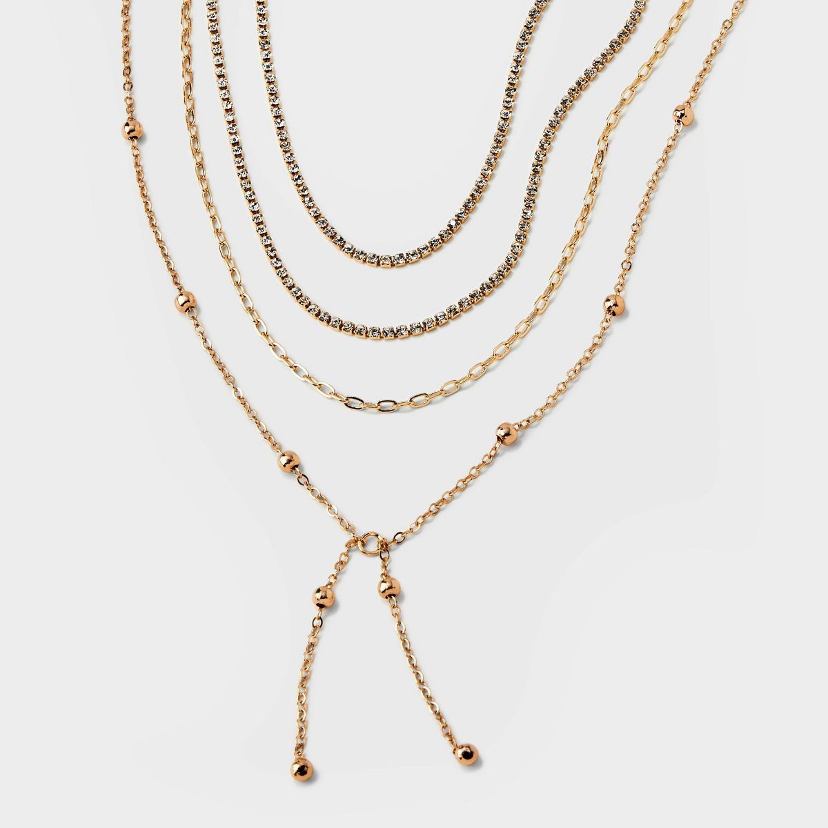 Ball Chain Y-Line Necklace Set 4pc - A New Day™ Gold | Target