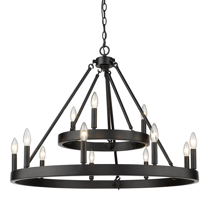 Emmalynn 12 - Light Dimmable Wagon Wheel Chandelier | Wayfair North America