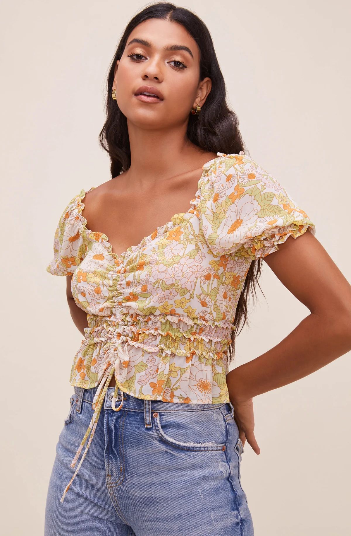 Jayla Floral Puff Sleeve Top | ASTR The Label (US)