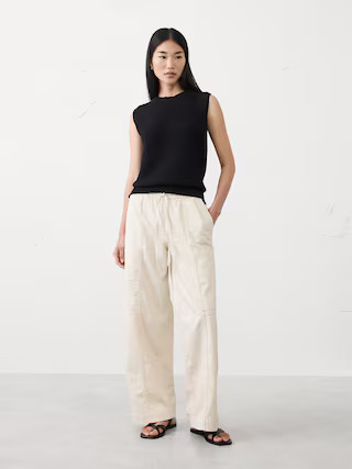 Wide-Leg Mid-Rise Cargo Pull-On Jean | Banana Republic Factory