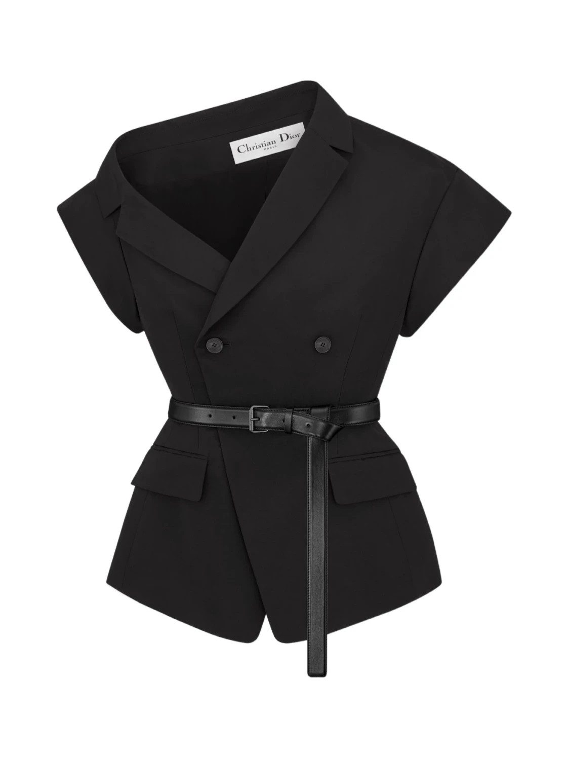 Asymmetric Short-Sleeved Jacket with Belt | Senser US