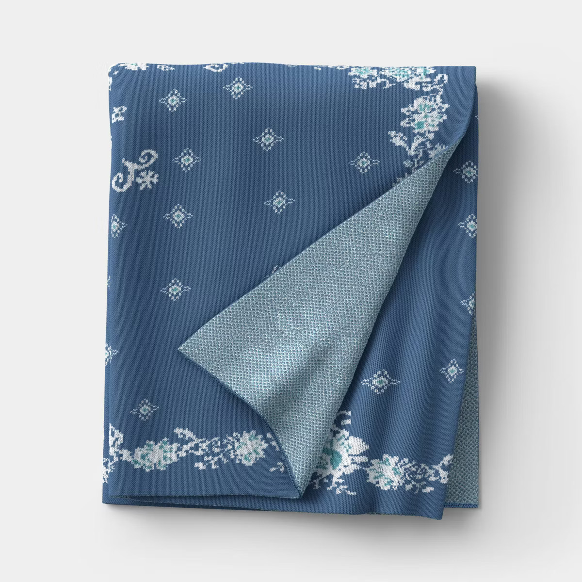 Floral Knit Jacquard Throw Blanket Blue/Cream - Threshold™ designed with Studio McGee | Target
