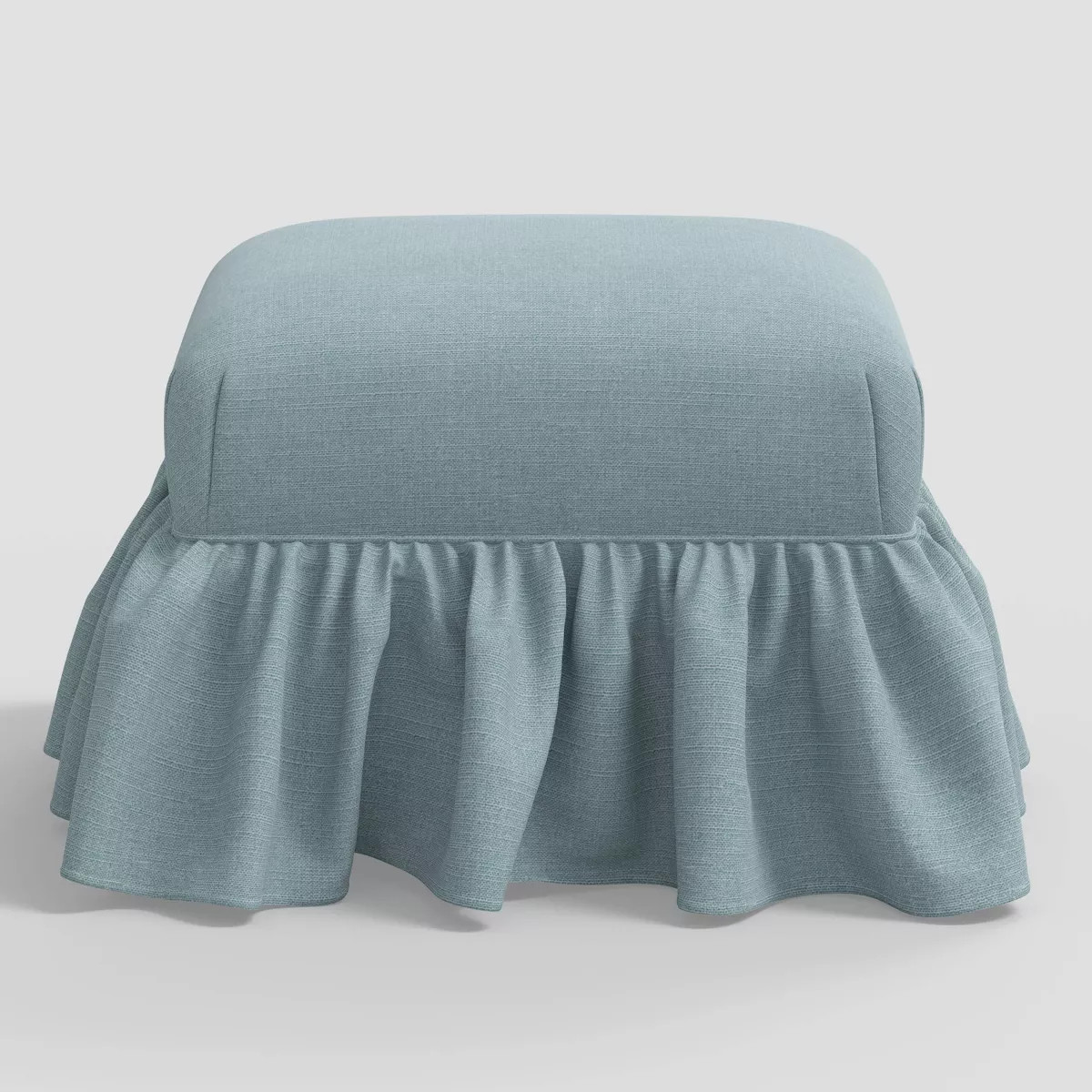 Laura Ruffled Skirt Ottoman in Classic Linen Seaglass - Threshold\u2122 designed with Studio McGe... | Target